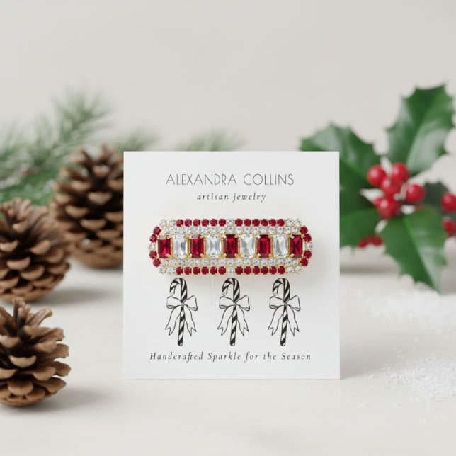 Black Line Art Festive Candy Cane & Bow Hairclip  (Criador carregado)