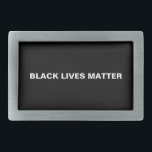 Black Lives Matam texto preto e branco minimalista<br><div class="desc">Vidas Negras Importam a fivela de cinta minimalista de texto preto e branco. Texto branco totalmente personalizável sobre fundo preto simples editável a cores,  para que você possa personalizá-lo e torná-lo exclusivo.</div>