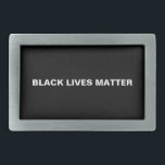 Black Lives Matam texto preto e branco minimalista<br><div class="desc">Vidas Negras Importam a fivela de cinta minimalista de texto preto e branco. Texto branco totalmente personalizável sobre fundo preto simples editável a cores,  para que você possa personalizá-lo e torná-lo exclusivo.</div>
