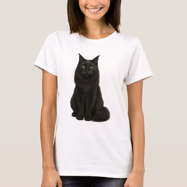 Black Maine Coon T-Shirt (Frente)
