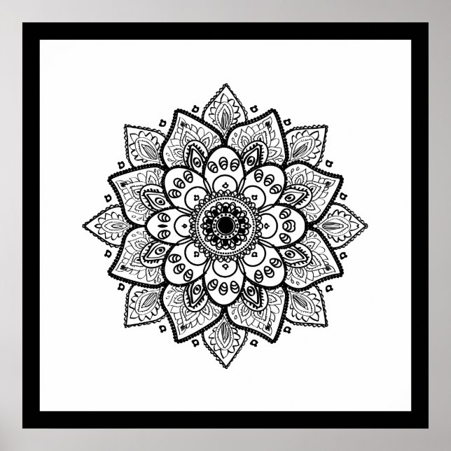 Black Mandala Sobre Poster Branco (Frente)