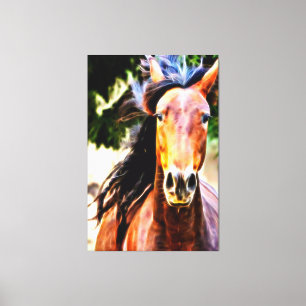 *~* Black Mane Horse AR22 Equine Art Canvas Print