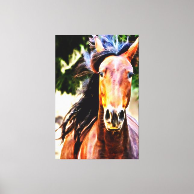 *~* Black Mane Horse AR22 Equine Art Canvas Print (Frente)