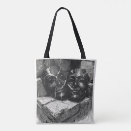 Black Marble Theatre Masks - Dark Aesthetic Tote B