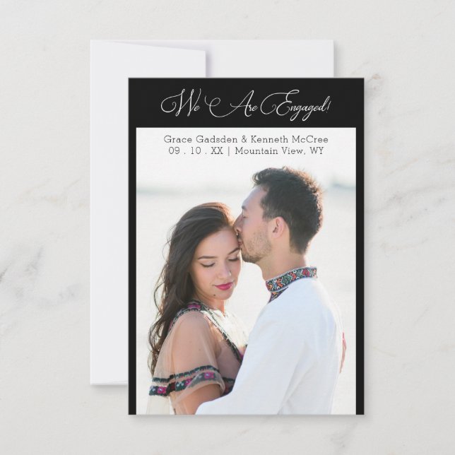Black Minimalist Personalized Photo Elegant Script (Frente)