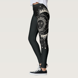 Black Modern Sketch Sport Leggings Gym
