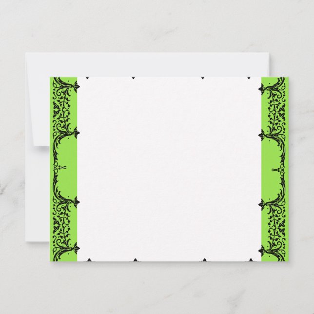 Black n White Fleur de Lis Obrigado Notas Casament (Frente)