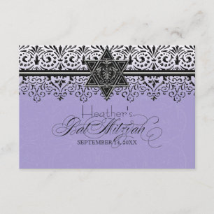 Black n White Lace Look Silver Bat Mitzvah RSVP