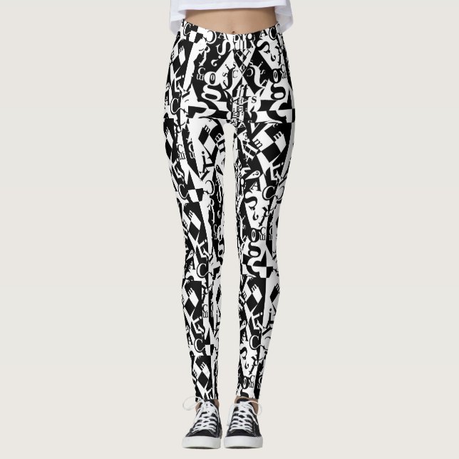 black on white on black leggings (Frente)