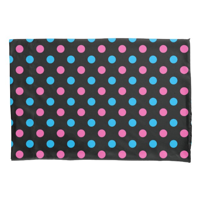 Black Pink Blue Polka Dot Pattern (Frente)