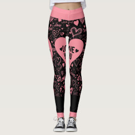 Black & Pink 'LOVE YOU' Graphic Leggings