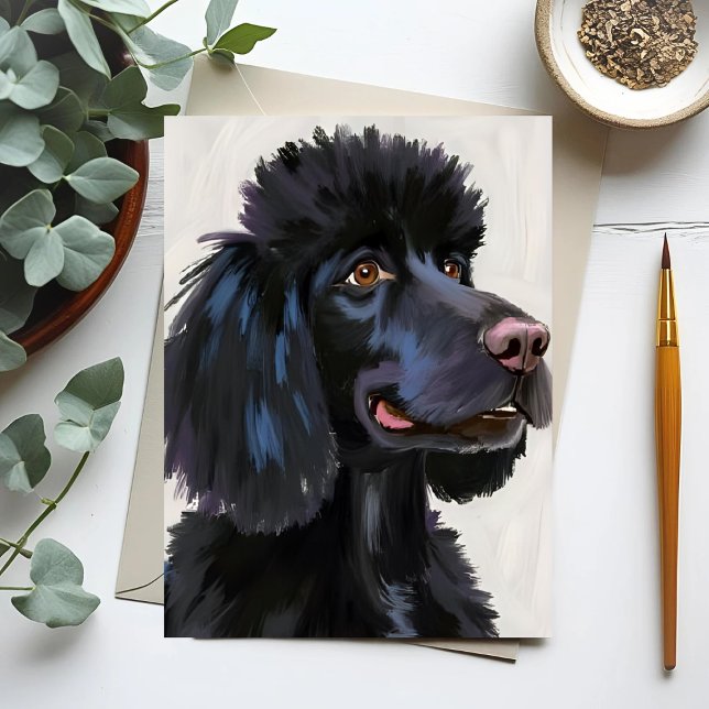 Black Poodle | Dog Watercolor Pet Card (Criador carregado)