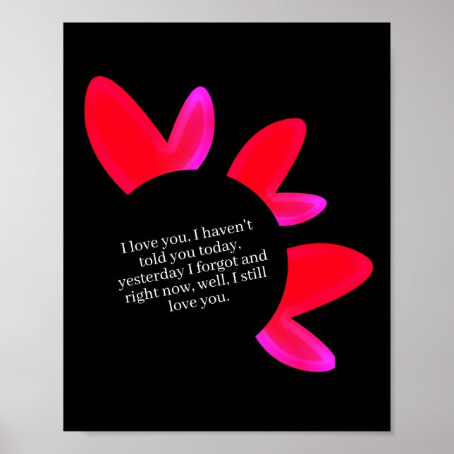 Black poster with red and pink hearts. (Frente)