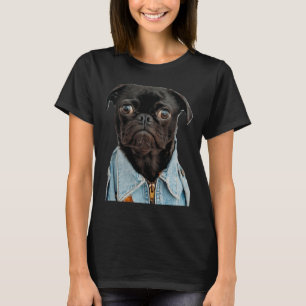 Black Pug in Jeans Sticker Classic T-Shirt 181