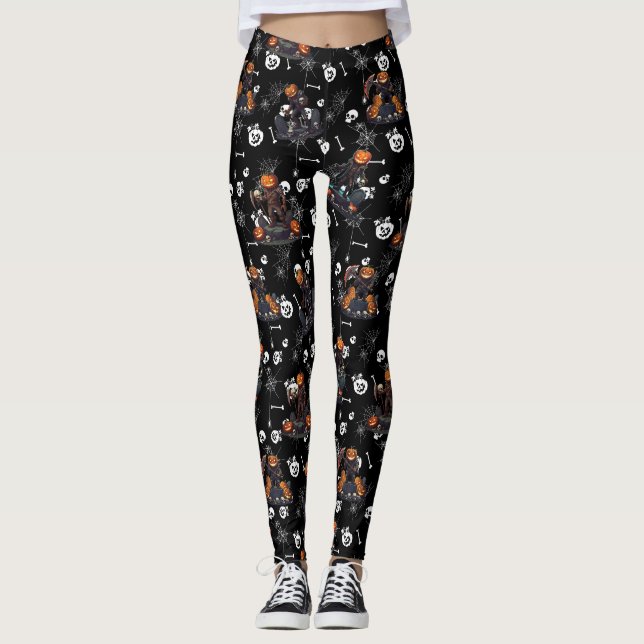 🖤 Black Pumpkin King Leggings 🎃 (Frente)