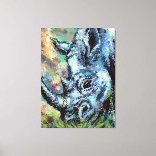 Black Rhino Grazes Em Savannah Canvas (Frente)