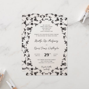 Black Sakura Cherry floresce Convite de casamento 