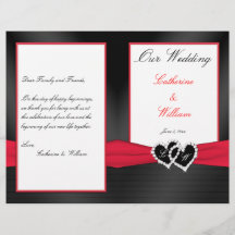 Black Satin Pleasts with Heart Wedding Program