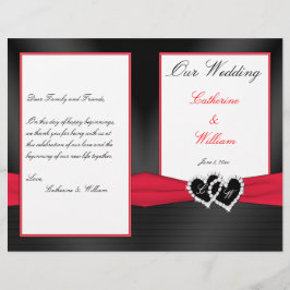 Black Satin Pleasts with Heart Wedding Program