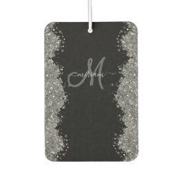 Black Silver Faux Glitter Grey Modern Monogram