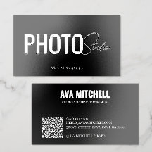 Black Silver Photography Studio Business Card