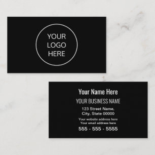 Black Simple Modern Add Your Logo Cartão de visita