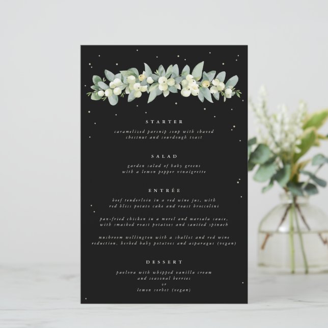 Black Snowberry + Eucalipto Menu de Casamento de 4 (Em pé/Frente)