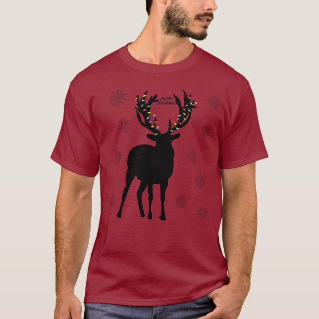 Black Stag Merry Christmas T-Shirt (Frente)