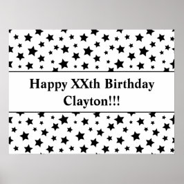 Black Stars with Message Birthday Poster