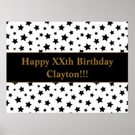 Black Stars with Message Birthday Poster