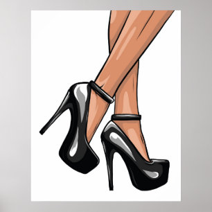 Black Stiletto Heels and Legs Poster