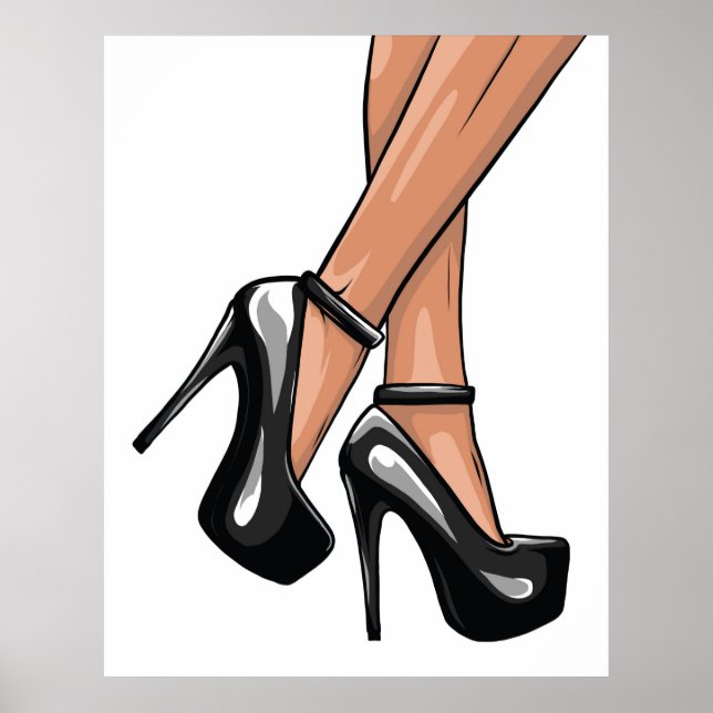 Black Stiletto Heels and Legs Poster (Frente)