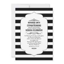 Black Stripes Ascot Convites De Casamento Chic