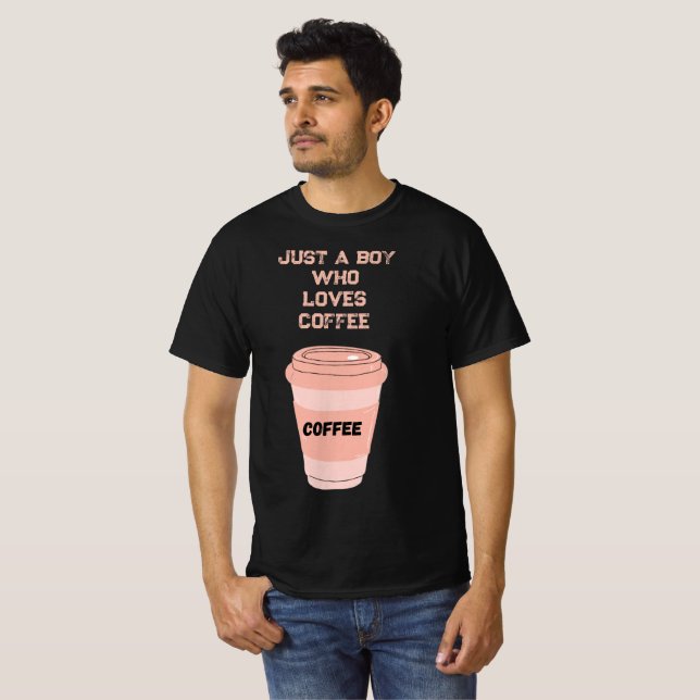 Black T-Shirt with Coffee Design (Frente Completa)
