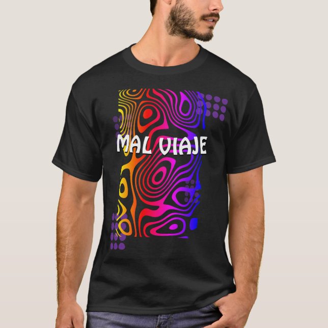 Black t-shirt with multicolored design. (Frente)