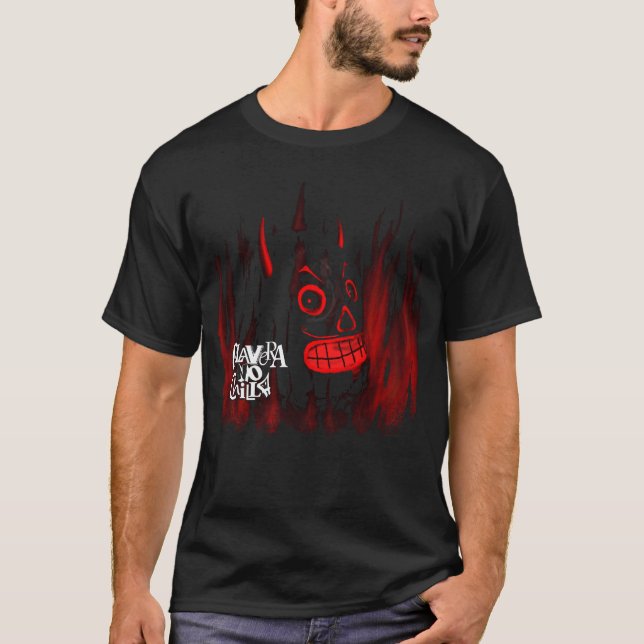 Black T-shirt with skull and fire (Frente)