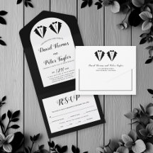 Black tuxedo Mr and Mr two grooms gay wedding