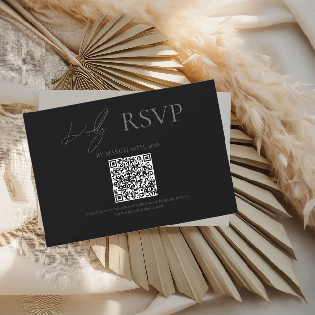 Black where Forever Beging Sage Wedding RSVP Cards (Criador carregado)