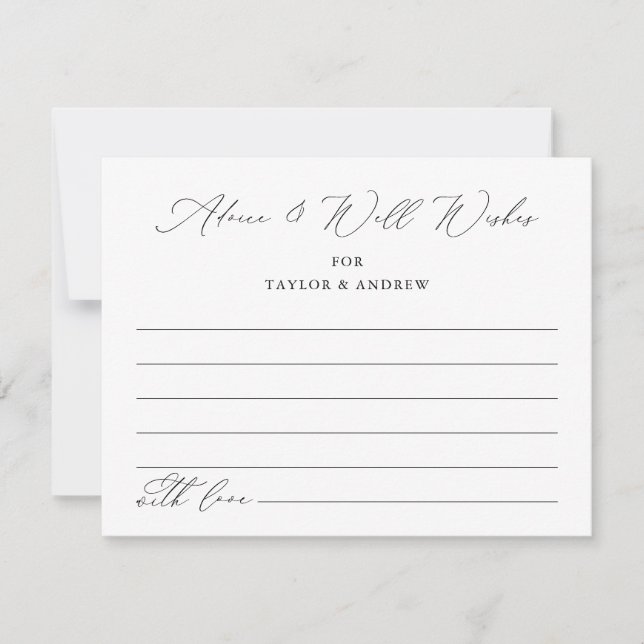 Black & White Advice & Well Wishes Wedding Cards (Frente)