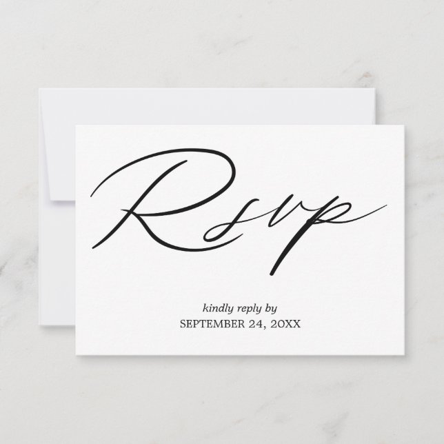 Black & White Calligraphy 2 com Cartão de Resposta (Frente)