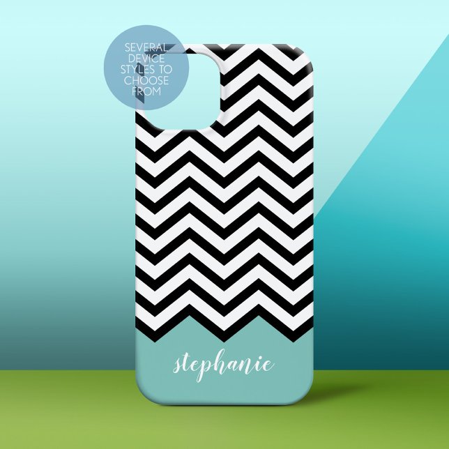 Black White Chevron - Adicione seu nome à teia (Personalized Phone Case)