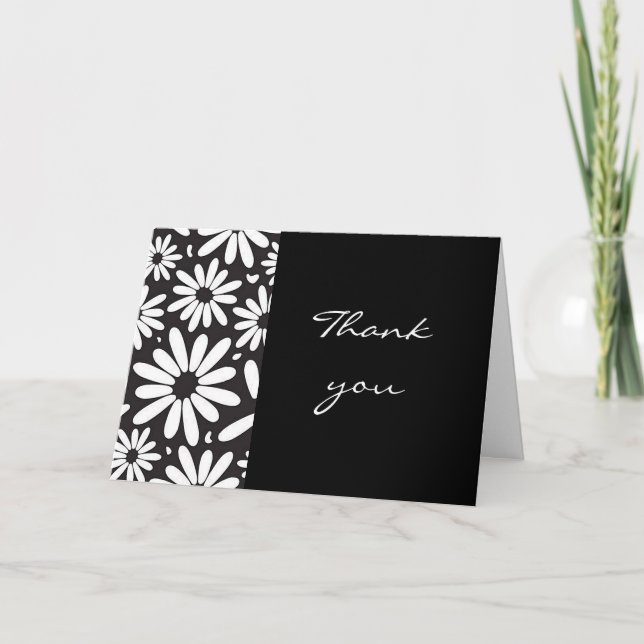 “Black & White Daisy” Cartão de Agradecimento Bran (Frente)