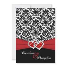 Black, White Damask, Convite de casamento Unido