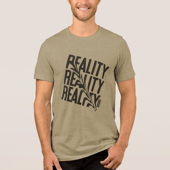 Black & White Distorted Reality Typography T-Shirt (Frente)