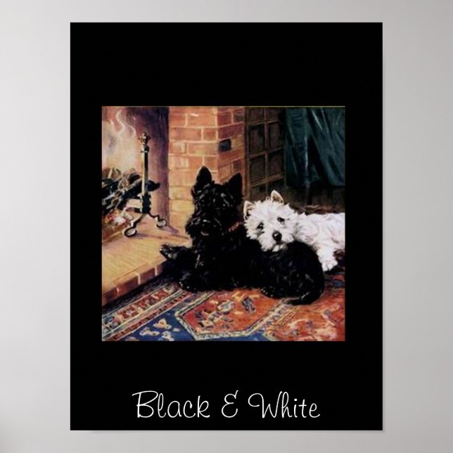 Black & White Dogs Vintage Poster (Frente)