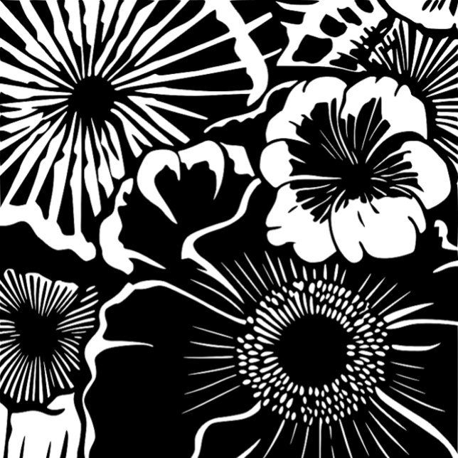 Black White Floral Pattern Bold Botanical Aestheti (Criador carregado)
