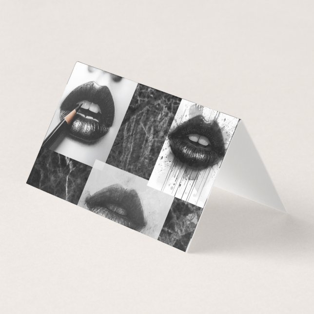 Black & White Lips Collage Folded Card (Frente)