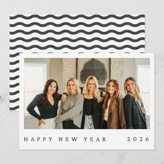 Black & White Minimalist Photo New Year (Frente/Verso)