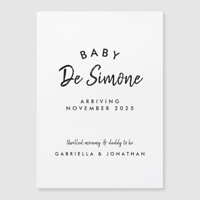 Black White Typogrpahy Pregnancy Magnetic Card (Frente)