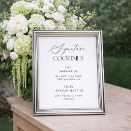 Black & White Wedding Signature Cocktails Poster